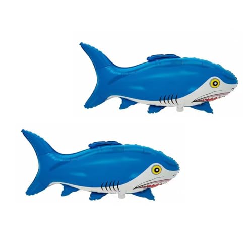 Nine San 2 Stück Groß Hai Luftballon Blau Riesen Shark Folienballon Helium Meerestiere Ballon Ozean Thema Party Kindergeburtstag(45 * 79cm) von Nine san