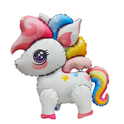 Nine San 3D Einhorn Luftballons Rainbow Unicorn Folienballon Stehend Geschenk Einhornballon Kinder Dschungel Einhornparty Deko von Nine san