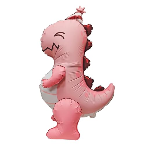 Nine San 3D Pink Dino Luftballons Cute Rosa Dinosaurier Folienballon Stehend Geburtstag Dinoballon Kinder Dschungel Dinoparty Deko von Nine san