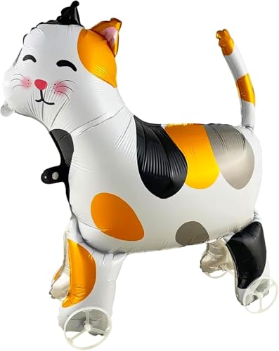 Nine San Walking Katzen Luftballons Stehend 3D Katze Folienballon with Wheels Cat Helium Ballon Walker Katzenballon Babyshower Party Geburtstag Deko von Nine san