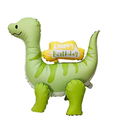 Nine San XXL Dino Happy Birthday Luftballon 3D Green Dinosaurier Folienballon Geburtstag Stehend Dinoballon Kinder Dschungel Dinoparty Deko von Nine san