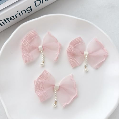 NingPower 20 Stück Rosa Schleifen, Perlenketten-Schleife für Basteln, Nähen, Haarspangenherstellung, Bekleidungszubehör NingPower 20 Stück Rosa Schleifen, Perlenketten-Schleife für Basteln, Nähen, Haarspangenherstellung, Bekleidungszubehör von NingPower