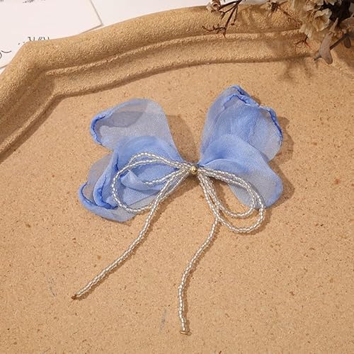NingPower 4 Stück Aus Perlen Gewebte Schleifen, Garnschleife für Basteln, Nähen, Herstellen Von Haarspangen, Bekleidungszubehör, Blau NingPower 4 Stück Aus Perlen Gewebte Schleifen, Garnschleife für Basteln, Nähen, Herstellen Von Haarspangen, Bekleidungszubehör, Blau von NingPower