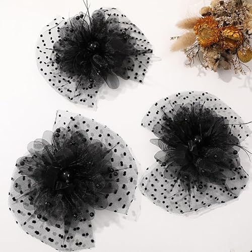 NingPower 4 Stück Schwarze Netz Schleifen, Große Blumenschleife für Basteln, Nähen, Haarspangenherstellung, Bekleidungsaccessoires NingPower 4 Stück Schwarze Netz Schleifen, Große Blumenschleife für Basteln, Nähen, Haarspangenherstellung, Bekleidungsaccessoires von NingPower