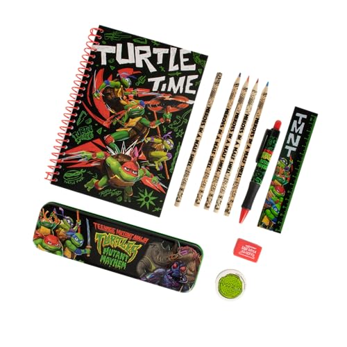 Ninja Turtles Thumbs up TMNT Schreibset, 11-teiliges Schreibset, Beinhaltet DIN A5 Notizbuch, verschiedene Stifte & Co., Offizielles Merch von Thumbs Up