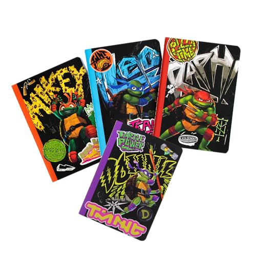 Ninja Turtles ThumbsUP TMNT Notizbücher, 4 x A6 Notizbuch, Jeweils 40 linierte Seiten, Unterschiedliche Motiven, Offizielles Merch von Ninja Turtles