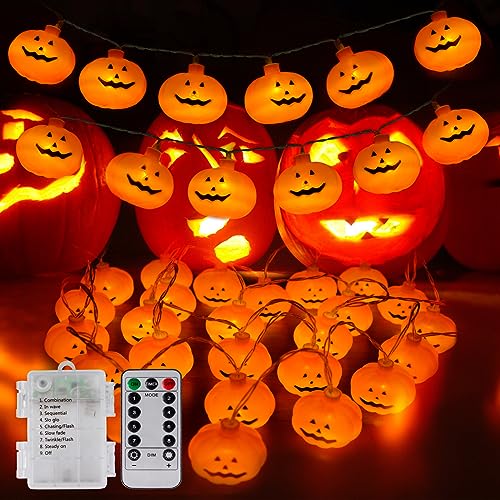 Halloween lichterkette, 6 m 40 LED Kürbis Halloween Deko Lichterkette, 8 Modi Lichterkette Außen Halloween, Led Lichterkette Halloween Deko für Party Garten Hof von Ninonly