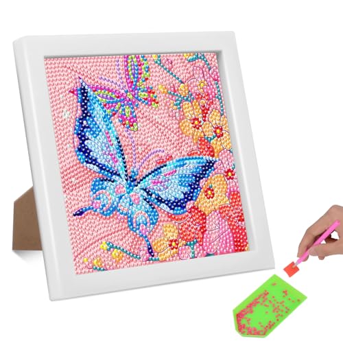 Mini Diamond Painting Mit Rahmen Ninonly 5d Diy Cartoon Diamond Painting Kinder Set Kreative Geschenke Ffür Kinder Und Mädchen, Erwachsene Geeignet Home Wall Decor 18x18 CM (Libellen） von Ninonly