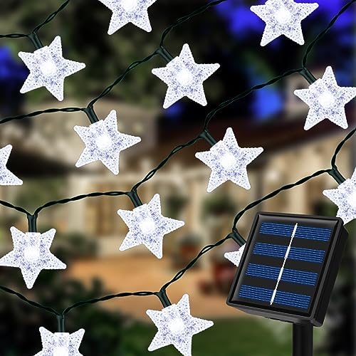 Ninonly Solar Lichterkette Aussen, 7m 50 LED Sterne Gartendeko für Draußen, 8 Modi Solarlichterkette Außen Wetterfest, Solarlampen Deko für Weihnachten Hochzeit Balkon von Ninonly