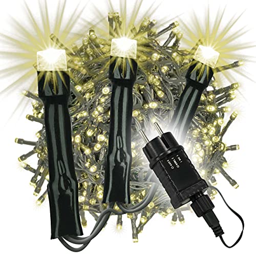 Nipach GmbH 2000 LED Büschellichterkette Cluster warm weiß für Außen IP44 Außen-Trafo 6h-Timer grünes Kabel 50 m Weihnachtsdekoration Party Xmas von Nipach GmbH