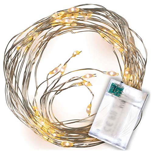 Lichterregen – 64 LED warm weiß 8 silberne Drähte mit je 8 LED Batterie Timer Lichterkette Weihnachtsdeko Partydeko Lichterbündel Xmas-Deko von Nipach GmbH