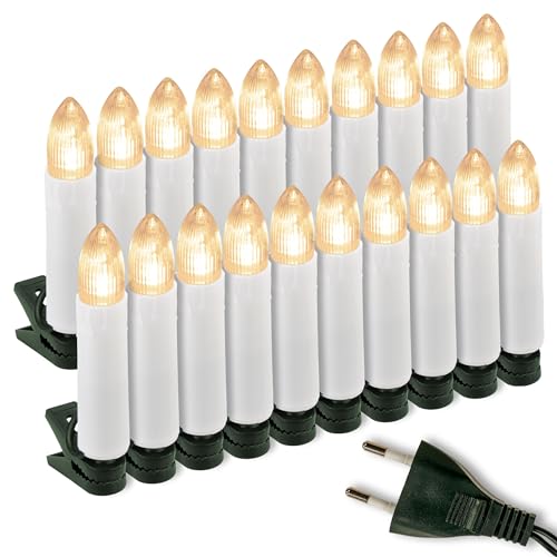 Nipach GmbH Weihnachtsbaumbeleuchtung Innen grünes Kabel - Baum-Kerzen 20 LED / 30 LED / 50 LED Lichterkette Lichtfarbe: Warm Weiß (20 LED) von Nipach GmbH