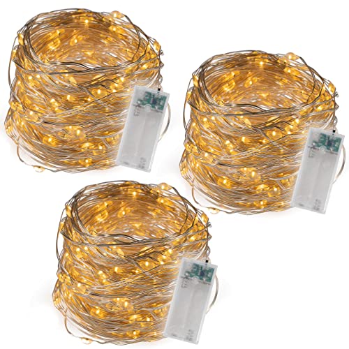 Nipach GmbH 3er Set Lichterkette Silberdraht 40 LED warmweiß Batterie Timer Weihnachten Weihnachtsdekoration Weihnachtsbaumkette Partydeko Leucht-Deko von Nipach GmbH