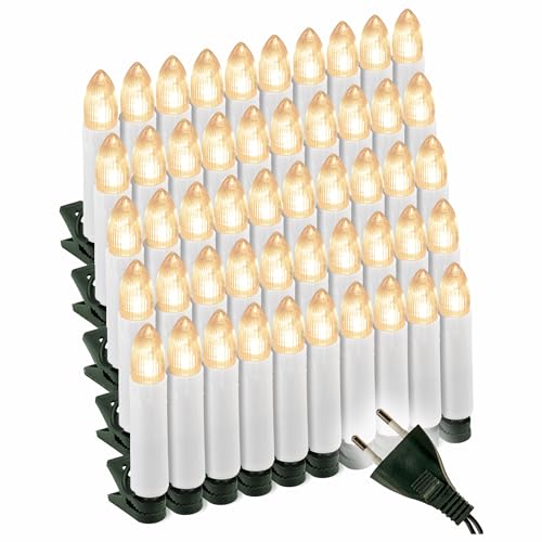 Nipach GmbH 50 LED Lichterkette Baumbeleuchtung Christbaumkerzen warmweiß Weihnachtsbaumkerzen Weihnachtsbaumbeleuchtung Weihnachtsdeko grünes Kabel von Nipach GmbH