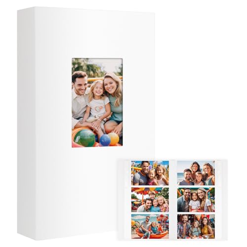 360 Taschen 10x15 Fotoalbum, große Kapazität Lederabdeckung Fotoalbum 10x15 hält 360 Fotos, säurefreie Seiten Fotoalben mit Frontfenster für Familie Hochzeit Jahrestag Baby Bilder (Weiß) von Niselity