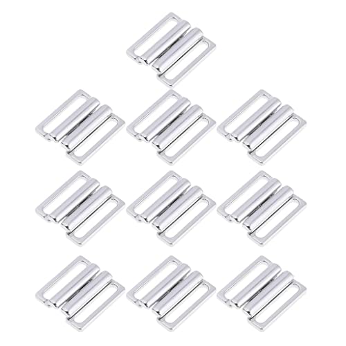 Nishiyuenyi 10 Sets Bikini Clips Haken & Snap Metall Strap BH Verschluss Bademode, Silber, 19 mm von Nishiyuenyi