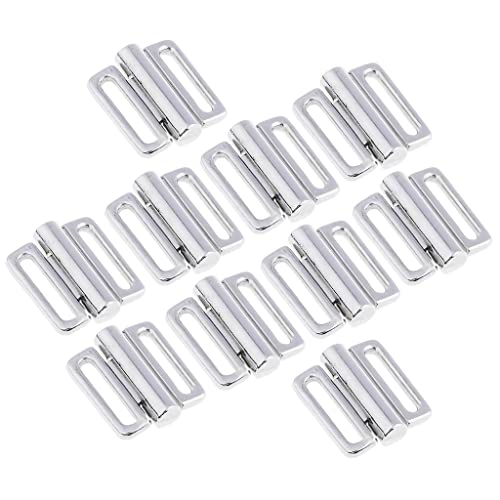 Nishiyuenyi 10 Sets Bikini Clips Haken & Snap Metall Strap BH Verschluss Bademode, Silber, 9,5 mm von Nishiyuenyi