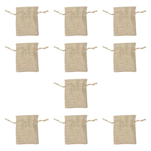 Nishiyuenyi 10 Stück Geschenksäcke aus Jute, Aufbewahrungstasche für Schmuck, Geschenkpapier und Leckereien zum Verpacken von Geschenken, kleine Jutesäcke, 13cmx18cm von Nishiyuenyi