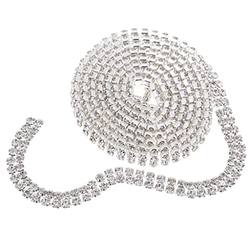 Nishiyuenyi 2 Reihige Kristall Strass Schließen Kette DIY Diamant Mesh Band 1 Yard, Silber von Nishiyuenyi