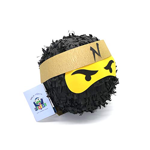 Ninja Pinata - Ideal für die Ninja Party - Pinata Geschenk - Pinata Geburtstag - Farbe zur Auswahl: grün, schwarz, blau, rot (schwarz) von Nislai