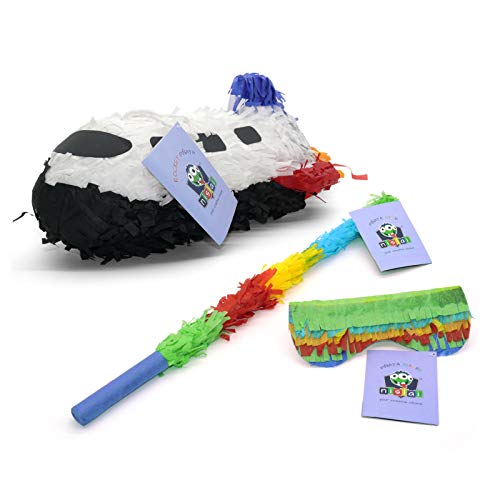 Nislai® Rakete Rocket Pinata Set | ideal für die Rakete Weltraum Party | Pinata Kinder Geburtstag | Pinata Geschenk | Astronaut Party | zum Schlagen | inkl. Maske & Stab | u. 40x20x20 cm von Nislai