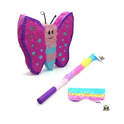 Nislai Schmetterling Pinata Set | Ideal für die Mädchen Geburtstag Party | Pinata Geburtstag | Perfekt als Pinata Geschenk | Für Geburtstag oder als Deko Party | mini -u. 30x26x10 cm von Nislai