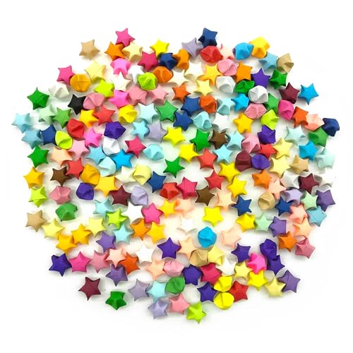 Niuhong 200 Pcs Sterne Papierstreifen Origami Papier Glücksstern Stern Origami Blätter 3D Bunte Stern Papierkunst Handgefertigte Gefaltet Papier DIY Handwerk Dekoration Geschenk (Gemischte farbe) von Niuhong