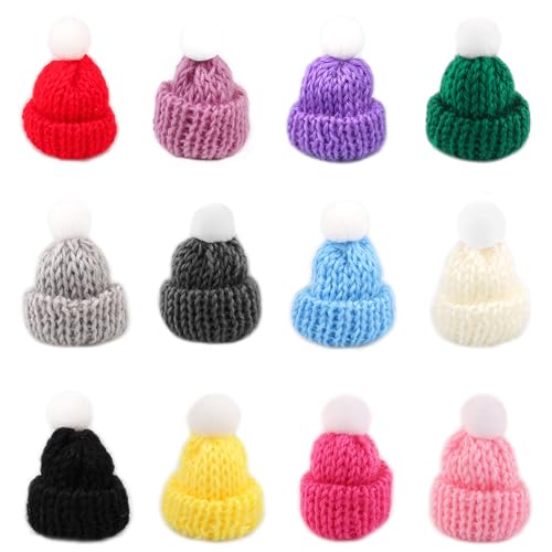 Niuhong 24 Pcs Mini Hüte Strickmützen Miniatur Plüschhut Kleine Weinflache Deko Hut Weihnachten Gestrickte Weinflasche Deko Klein Wollmütze Nette Hat Ornamente Kunst DIY Handwerk Basteln Hüte von Niuhong