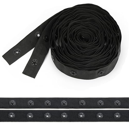 Niuhong 5 Yards Druckknöpfe Band Nähen Druckknopfband Bändchen Snap Bands Nähen Druckknopf-Nähband Druckknopfverschluss Doppelte Knöpfe Ersatz Näh Knopfband DIY Knopfleiste Für Kleidung (schwarz) von Niuhong