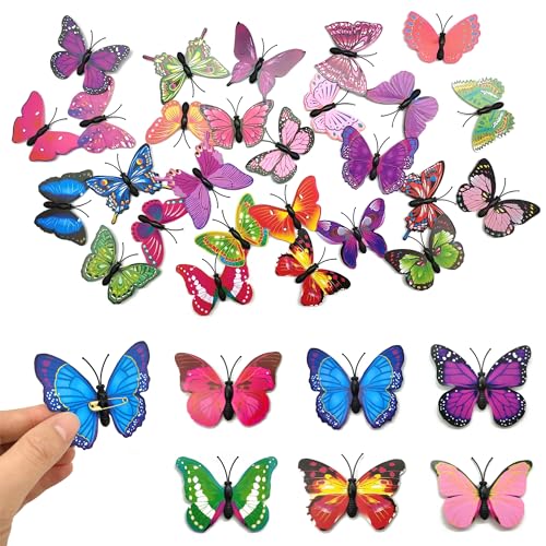 Niuhong 50 Pcs Bunt 3D Schmetterlinge Deko Sicherheitsnadeln PVC Schmetterling Brosche Kleidung Kunsthandwerk Nähen DIY Handwerk Basteln Ornamente Geschenk Schmuck (Gemischte Farbe) von Niuhong