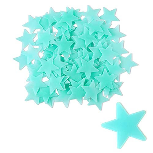 Niuhong Fluoreszierende Wandtattoos 100 Pcs Leuchtende Sterne Leuchten Dunkeln 3D Sternaufkleber Dekoration Stern Wandtattoo Zimmer Schlafzimmer Decke Abziehbilder Schalter Aufkleber Sticker (Blau) von Niuhong