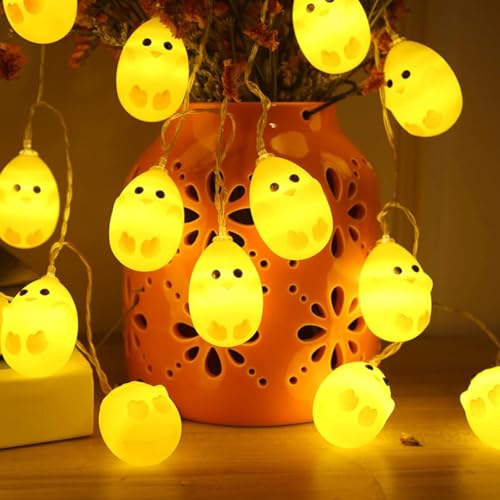 Niumowa lichterkette ostern，2M 10 LEDs Ostern Lichterketten Batteriebetrieben, Osterküken Ostereier Lichterkette, Ostern Deko, LED Ostern für Ostern Dekoration Party Outdoor Garten Festival von Niumowa