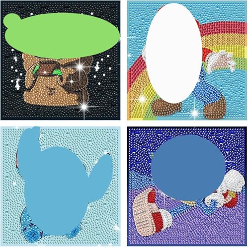 Niumowang Diamond Painting Kinder 4 Stück, Cartoon Theme Diamant Malerei Kits, Crystal Diamond Painting, DIY Voller Crystal Strass Diamantmalerei Set für Erwachsene Kinder 15x15cm (4PCS) von Niumowang