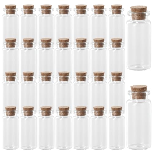 Nivofu 30 Stück Mini Glasfläschchen mit Korken, Glasflaschen mit Korken 10ml, Mini Fläschchen Glas mit Korken, Mini Glasfläschchen zum Befüllen, für Hochzeitsgeschenke, Partys, Gewürze & Marmelade von Nivofu