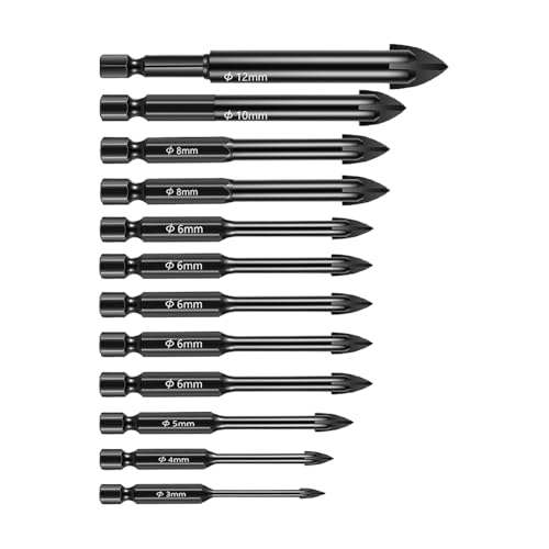 Bohrer-Set – Bit Sechskantschaft, Anti-Dämpfer-Werkzeuge | Präzisions-Set aus legiertem Stahl für Wand, Fliesen, Beton, Stein, Glasoberfläche, Hammerbohrung Bohrer-Set – Bit Sechskantschaft, Anti-Dämpfer-Werkzeuge | Präzisions-Set aus legiertem Stahl für Wand, Fliesen, Beton, Stein, Glasoberfläche, Hammerbohrung von Nixiara