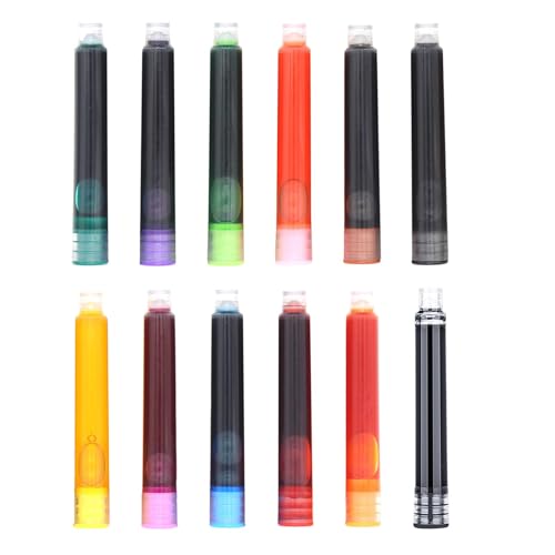 Füllfederhalterpenstpatrierte Kartusche 2 Sets | 12pcs Bunte Füllfederhalterstift -Tintenpatronen Nachfüllen - Stiftkartusche Für 2,6 Mm Bohrungsdurchmesser Kalligraphie Stift Füllfederhalte Stift von Nixiara