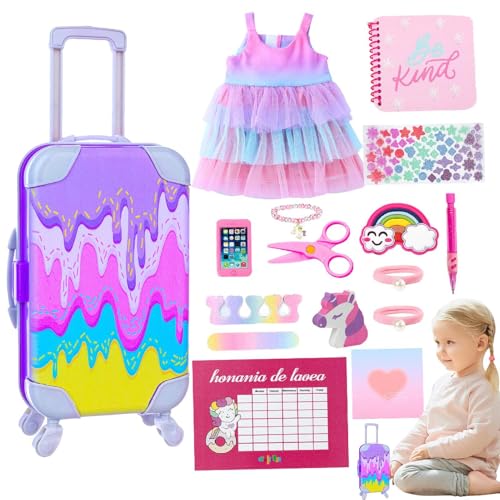 Nixiara Mädchenpuppenspielkleidung, Mädchen Puppen -Reisen Spielen Kleidung | Doll Girl Travel Accessoires - 17 Pack -Kleidungsstück Dress Up & vorgeben Vorlieferungen für Schlafzimmer Wohnzimmer von Nixiara