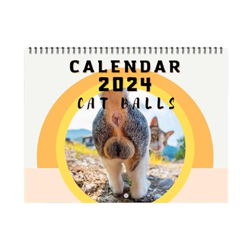 Katzenkalender 2024 – lustiger Wandkalender mit Löchern, hängender Katzenkalender zur Dekoration, lustiger Kalender zur Terminplanung, Tierkalender mit Katzen von Nixieen