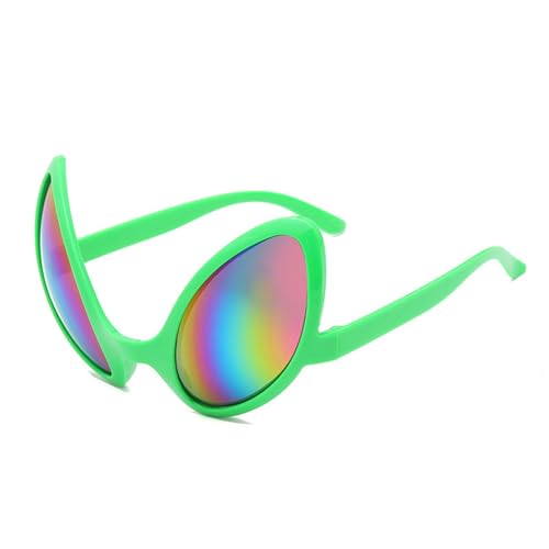 Lustige Alien-Brille – Alien-Model-Kostüm, Regenbogen-Linsen-Sonnenbrille | Lustige Alien-Brille, neuartige Kostümbrille, komische Alien-Sonnenbrille, cooles Kostümzubehör für Festivals, Halloween-Par von Nixieen