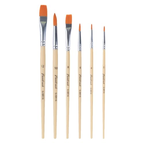 Malpinsel-Set – 6 Nylon-Künstlerpinsel in verschiedenen Formen | Acryl-Pinsel-Set, ideal für Pastellfarben und Gesichtsbemalung auf Aquarellfelsen von Nixieen