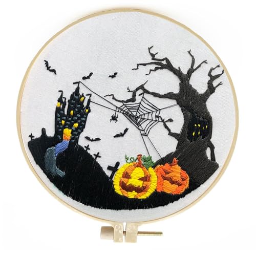 Nixieen Halloween-Stickerei-Sets – perfekt für Anfänger, inklusive Übungsstichen und handwerklichem Stoff | Bastel- und Strickzubehör für gruselige Projekte von Nixieen