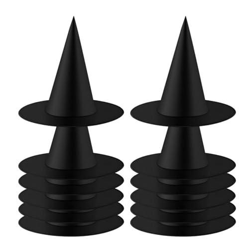 Nixieen Hexenhut für Frauen – Schwarzer Hexen-Halloween-Hut, 12 Stück | Hexenhüte für Halloween-Party, elegantes Partyzubehör und Dekoration von Nixieen