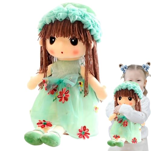 Plüschpuppenmädchen,Plüschpuppenmädchen für Babys - Sweetheart Rag Doll Cozy Cuddle - Andmade Stoffpuppen, multikulturelle handgefertigte Puppe mit , Rock, Kleidung, schlafende Partnerpuppe für Kinder von Nixieen