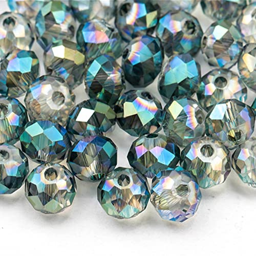 Niziky 330 Stück Briolette-Kristallglasperlen für die Schmuckherstellung, 8 mm rosenrot-grün, facettierte Briolette-Rondelle-Glasperlen mit Loch, Glaskristall-Abstandshalter für DIY-Bastelprojekte von Niziky