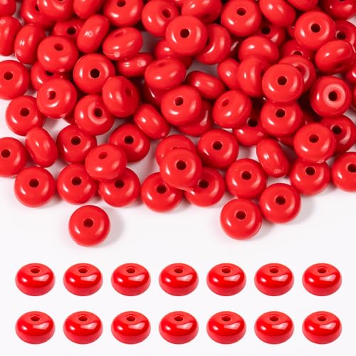 Niziky Acryl-Linsenperlen, 8 mm, rote Abakus-Perlen, lose Perlen zum Basteln, Acryl-Abstandshalter für Schmuck, Armbänder, Halsketten, Perlen für Stifte, Charms, Basteln, 500 Stück von Niziky