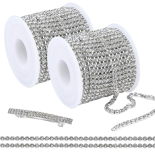 2 Rollen 10m 2mm Strasssteine Klaue Kette, Strass Borte Band, Kristall Rhinestones Diamant, Strassband Glitzerband, Trimmen Klaue Kette Nahen Handwerk für Schmuck Nähen Handwerk DIY Hochzeit Deko von Nizirioo