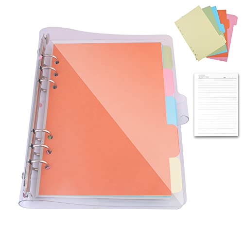 Binder Notizbuch A5 - Transparent Ringbuchhülle 6 Runde Soft PVC Notebook Ringbuch, A5 Nachfüllbar, Binder Tagebuch mit A5-Füllpapier Ringbuch mit Teiler für Büro Schule Journal Buch von Nizirioo