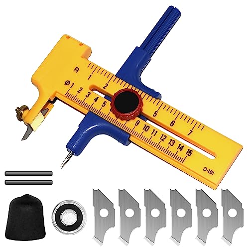 Hohe Qualität Gelb PVC Kreisschneider: Nizirioo Präzisionskreisschneider, Kompass-Schneider für Kreise von 1-15CM Kreisschneider aus Kunststoff zum Schneiden von Papierkarton, Leder Zirkelschneider von Nizirioo