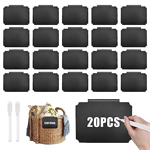 Nizirioo 20 Stück Korb Etiketten Clip, Clip Etikettenhalter, Pvc Korb Etiketten Mit 2 Whiteboard-Stift Abnehmbare Clips Etiketten Label Halter Für Korb Speisekammer Organisationsbox - Schwarz von Nizirioo