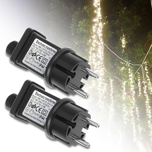 Nizirioo 31V 6W LED Netzteil, 2 Stück IP44 LED Transformator, Timerfunktion, GS Stecker mit Speicherfunktion, Lichterkette Netzteil Adapter IP44 GS Stecker für Weihnachtsbeleuchtung, Lichterkette von Nizirioo